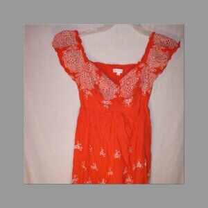 (O) Coco + Jaimeson Woman's Cap Sleeve Eyelet Dress Size M Orange
